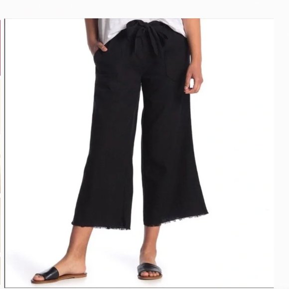 ✨NEW!✨ Caslon Linen Blend Black Cropped Pants with Raw Hem - NWT - Picture 4 of 6
